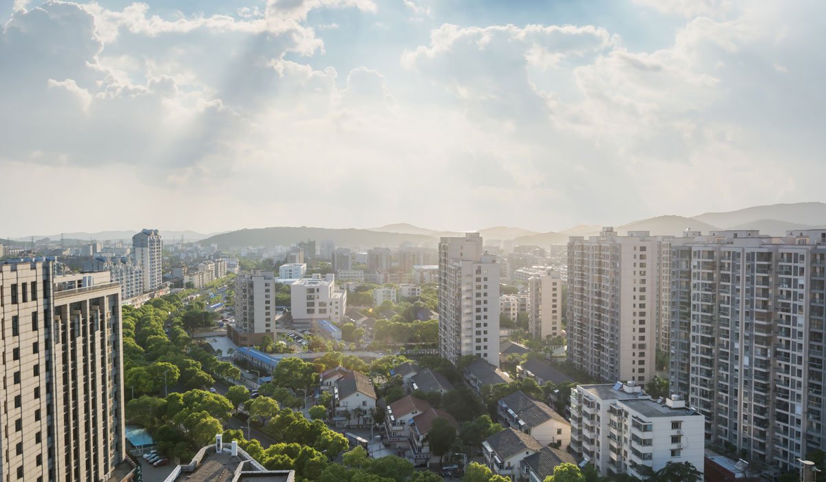 Aerial view of developing residential neighbourhood