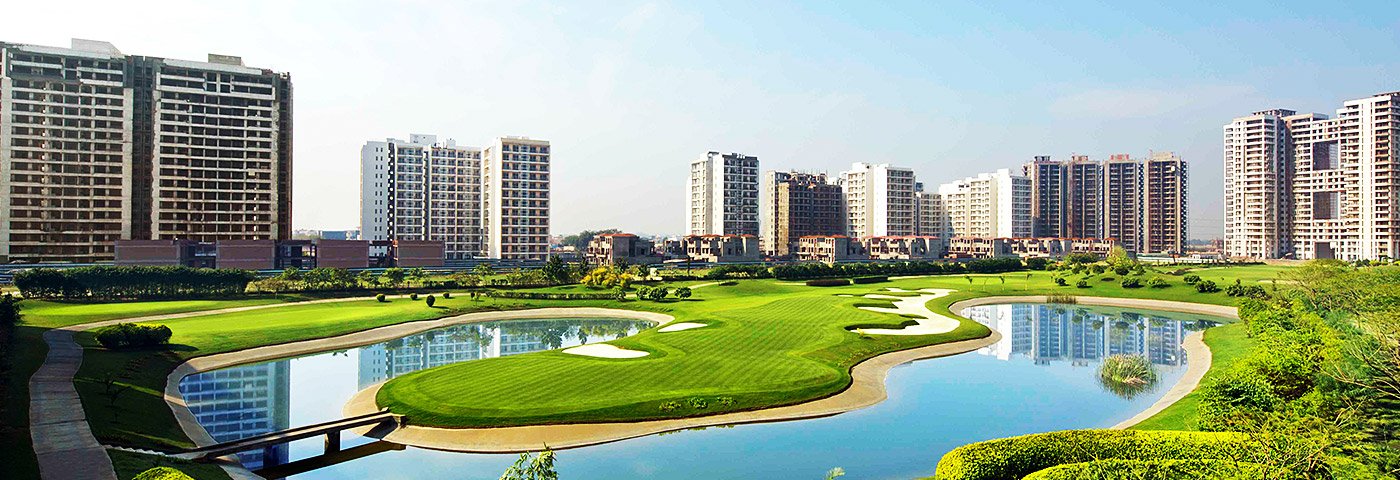 Aerial view of Wish Town township on the Noida Expressway